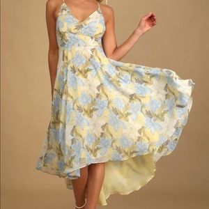 Be with me yellow floral print Lulus dress